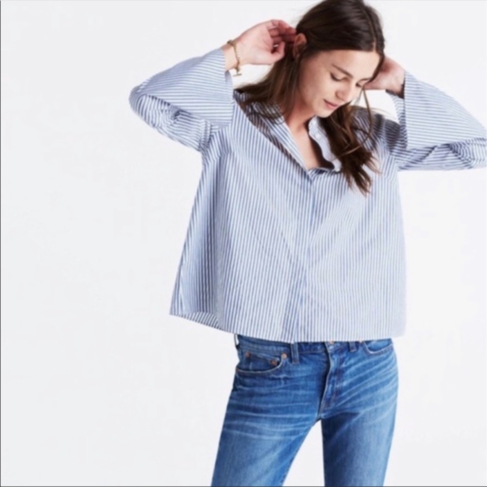 Madewell Striped Bell Sleeve Poplin Button Down XS
